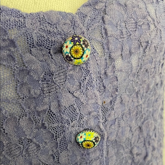 Purple Textured Button-Up Cardigan milieu XXL Lace Lightweight - Picture 2 of 7